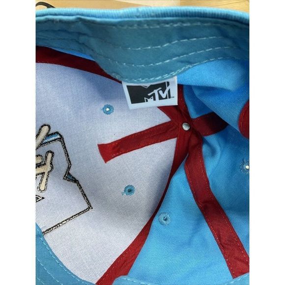 Mtv MUSIC TELEVISION BLUE RED ADJUSTABLE BASEBALL CAP American Flag Patriotic - Picture 6 of 7